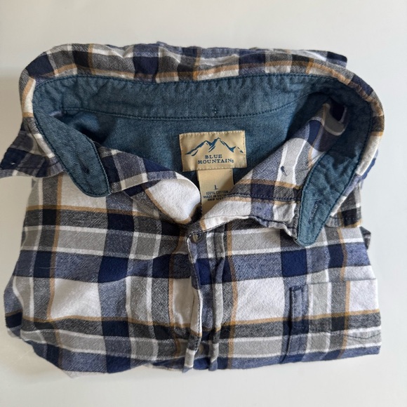Blue Mountain Flannel Shirt Blue Plaid Mens Large - Picture 5 of 5